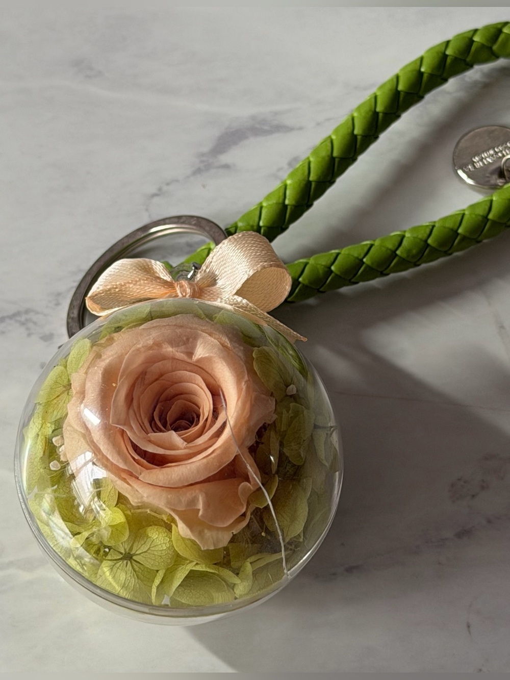 Preserved Real Peach Rose Bag Charm